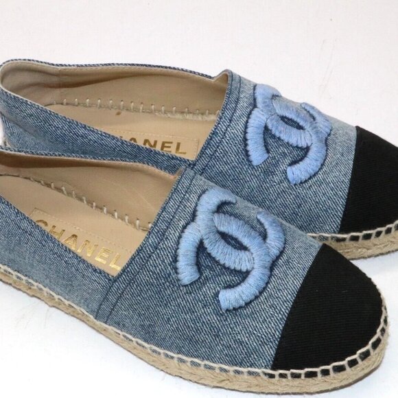 Chanel Denim Cap Toe CC Espadrilles EU 35 US 5 - Blue/Black - Picture 2 of 15
